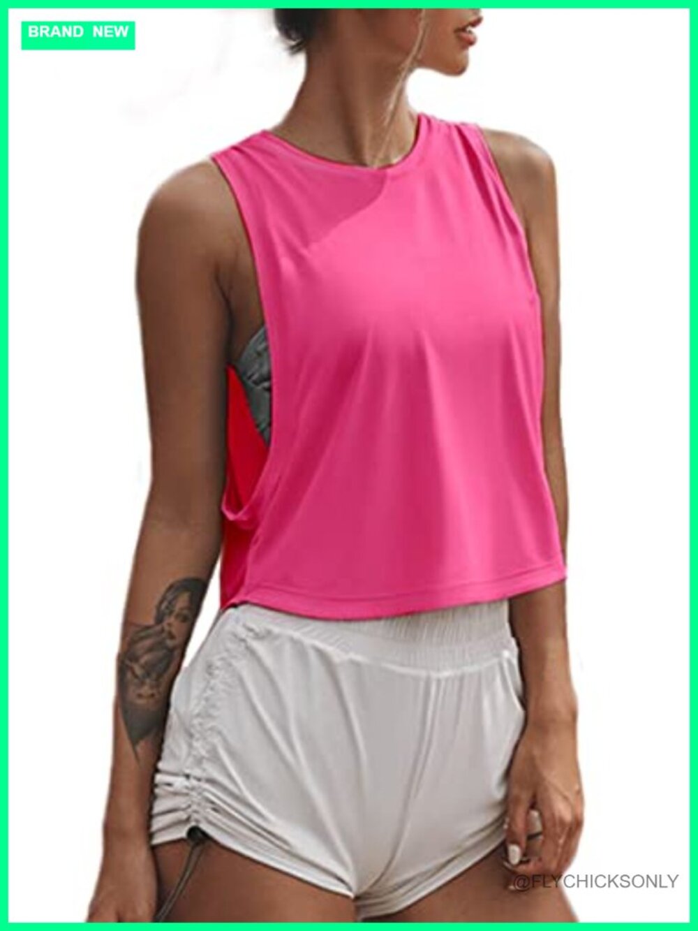 Womens High Neck Cropped Athletic Tank Top Sleeveless Twist Hem